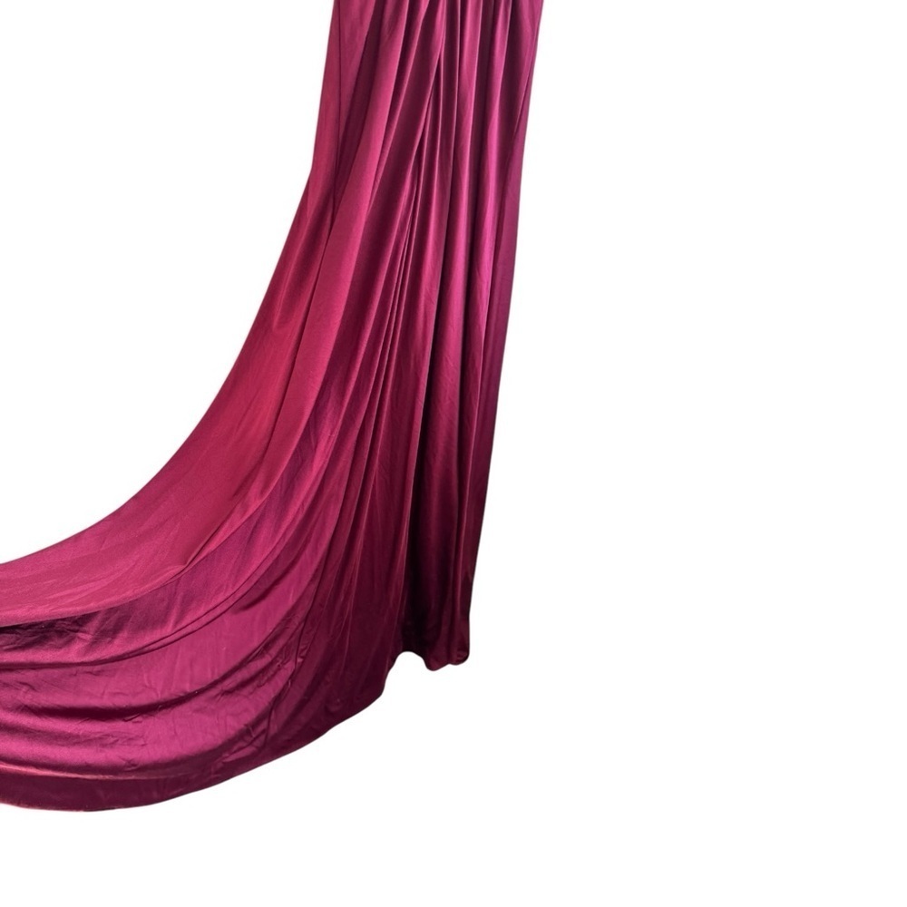 La Femme Plunge Neck‎ A-Line Gown 2 Burgundy 28547 Jersey - Picture 8 of 8